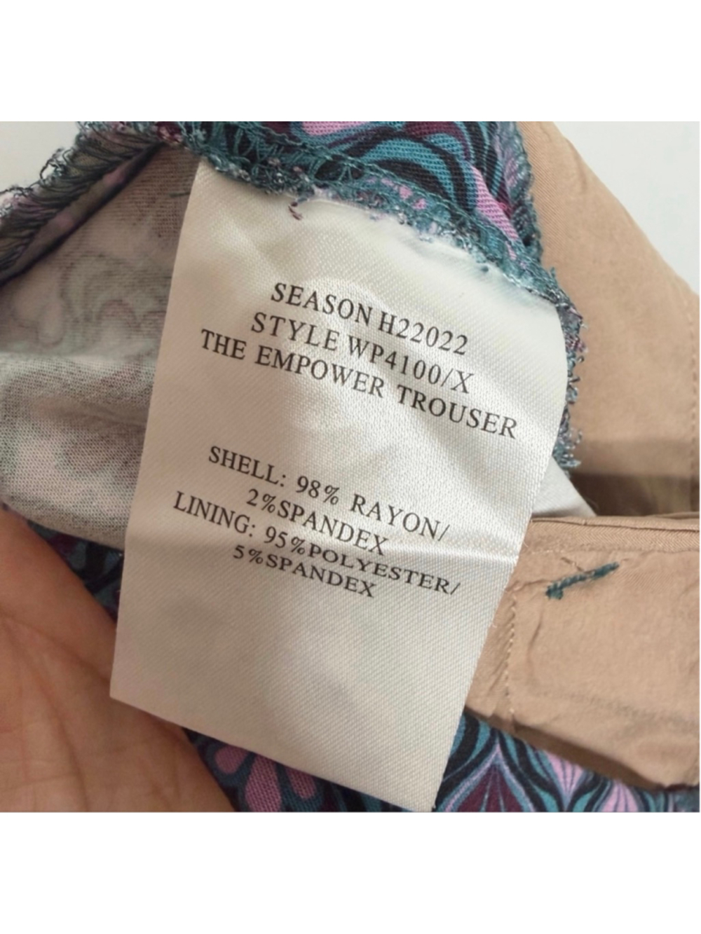 Women's WILDFANG Teal Pink Patterned The Empower Trousers Size 12 - Picture 6 of 7